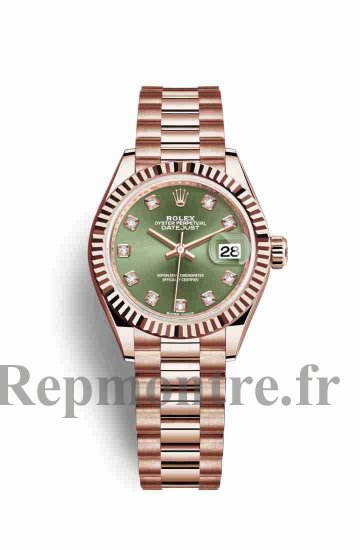 Réplique montre Rolex Datejust 28 Everose 279175 Vert olive serti Cadran m279175-0009 - Cliquez sur l'image pour la fermer