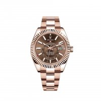 Réplique Rolex Sky-Dweller Bracelet Oyster en or Everose 18 ct a cadran chocolat