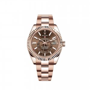 Réplique Rolex Sky-Dweller Bracelet Oyster en or Everose 18 ct a cadran chocolat