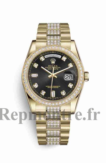 Réplique montre Rolex Day-Date 36 jaune 18 ct 118348 Noir serti de Cadran m118348-0014 - Cliquez sur l'image pour la fermer