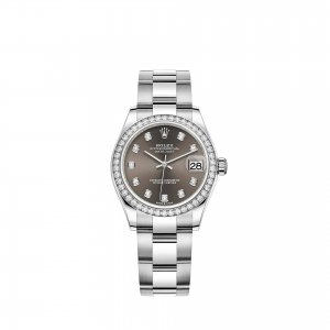 Réplique Rolex Datejust 31 Bracelet Oyster a cadran gris fonce Rolesor blanc m278384rbr-0009