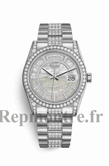 Réplique montre Rolex Day-Date 36 Cosses en blanc serti de 118389 - Cliquez sur l'image pour la fermer
