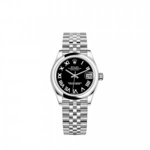 Réplique Rolex Datejust 31 Oystersteel cadran noir brillant