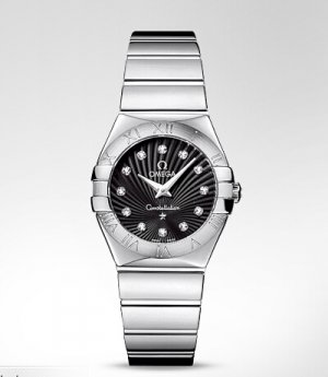 Réplique Omega Constellation diamant Noir Dial Dames Montre 123.10.27.60.51.002