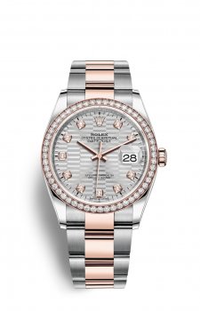 Replique Rolex Datejust 36 OysterAcier EveOr Rose and Diamants M126281RBR-0028