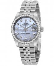 Réplique Rolex Datejust Diamant mere de perle Cadran 18kt Blanc Or Diamant Lunette Dames 178384MDJ