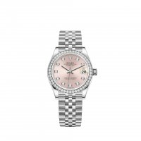 Réplique montre Rolex Datejust 31 Bracelet Jubilee a cadran blanc Rolesor rose serti de diamants m278384rbr-0036