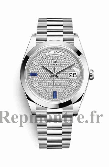 Réplique de montre Rolex Day-Date 40 228206 Saphirs paves Cadran m228206-0029 - Cliquez sur l'image pour la fermer