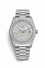 Réplique montre Rolex Day-Date 36 18 ct en blanc avec cosses de 118389 m118389-0085