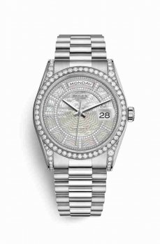 Réplique montre Rolex Day-Date 36 18 ct en blanc avec cosses de 118389 m118389-0085