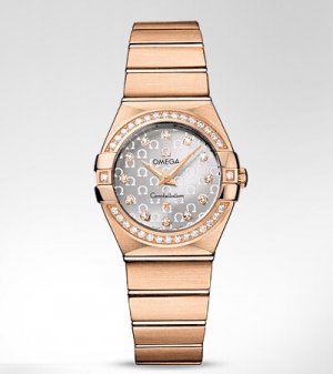 Réplique Omega Constellation Rose Or argent diamants Montre 123.55.27.60.52.001