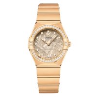 Montre Copie Omega Constellation 28 mm pour femme Beige O13155286099006