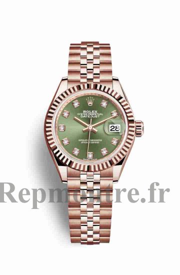 Réplique montre Rolex Datejust 28 Everose 279175 Vert olive serti Cadran m279175-0013 - Cliquez sur l'image pour la fermer