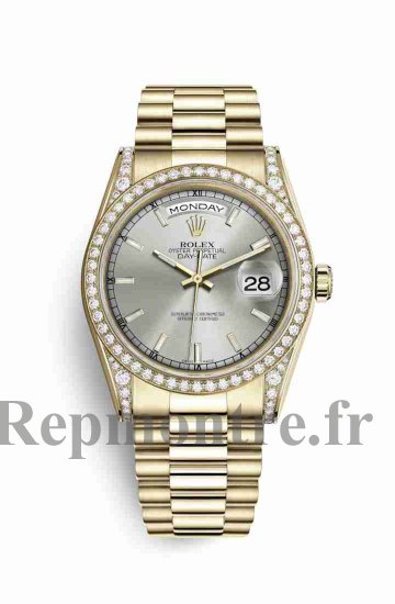 Réplique montre Rolex Day-Date 36 Cosses en jaune de 118388 Cadran Argent - Cliquez sur l'image pour la fermer