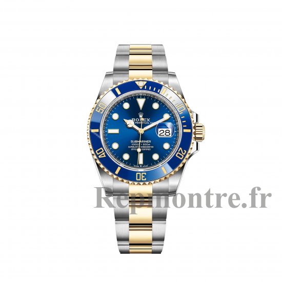 Réplique montre Rolex Submariner Date Jaune Rolesor Bleu Cerachrom Lunette 41mm - Cliquez sur l'image pour la fermer