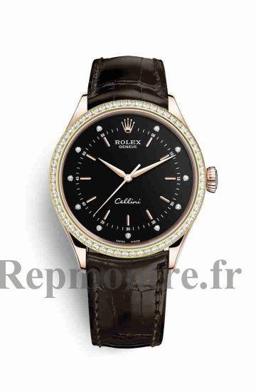 Imitation-Copie-Contrefait de Rolex Cellini Time 18 ct Everose 50705RBR noirs - Cliquez sur l'image pour la fermer