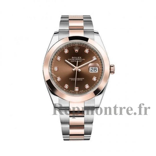 Rolex Datejust 41mm 126301 Montre en diamant au chocolat et montre en or rose 18 carats - Cliquez sur l'image pour la fermer