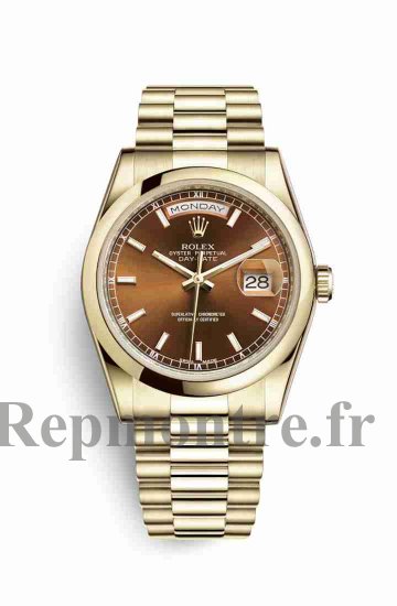 Réplique montre Rolex Day-Date 36 jaune 18 ct 118208 Cognac Cadran m118208-0348 - Cliquez sur l'image pour la fermer