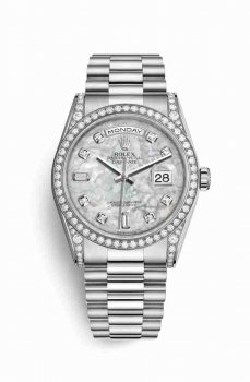 Réplique montre Rolex Day-Date 36 18 ct en blanc cosses de 118389 m118389-0012