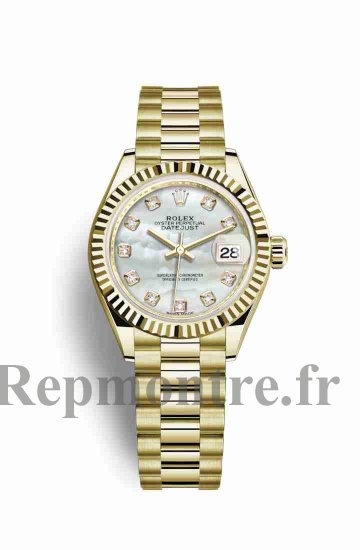 Réplique montre Rolex Datejust 28 jaune 18 ct 279178 Blanc serti de nacre Cadran m279178-0025 - Cliquez sur l'image pour la fermer
