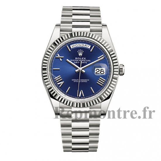 Réplique Rolex Day-Date 40 bleu Dial 18K Blanc Or automatique Montre - Cliquez sur l'image pour la fermer