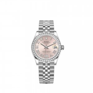 Réplique Rolex Datejust 31 Cadran blanc Rolesor serti de diamants roses Jubilee m278384rbr-0028