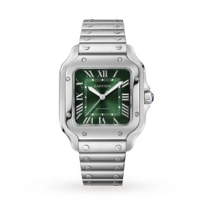 Cartier Santos de Cartier Copie montre Acier moyen Automatique Bracelet en cuir interchangeable WSSA0061