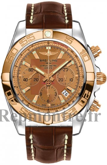 qualite superieure Réplique Breitling Chronomat 44 Acier and Rose or Polished Bezel Croco Strap Tang - Cliquez sur l'image pour la fermer