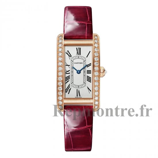 Cartier Tank Americaine Replique montre Petit Quartz Or Rose Cuir WJTA0042 - Cliquez sur l'image pour la fermer