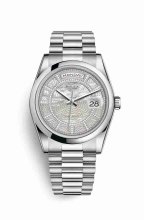 Réplique de montre Rolex Day-Date 36 118206 Carrousel de nacre blanche Cadran m118206-0122
