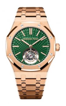 Replique Audemars Piguet Royal Oak Self-Winding Flying Tourbillon Pink Gold Green 26533OR.OO.1220OR.01