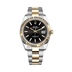 Rolex Datejust 41 Noir Dial 126333 Acier et montre en or jaune 18 carats Oyster