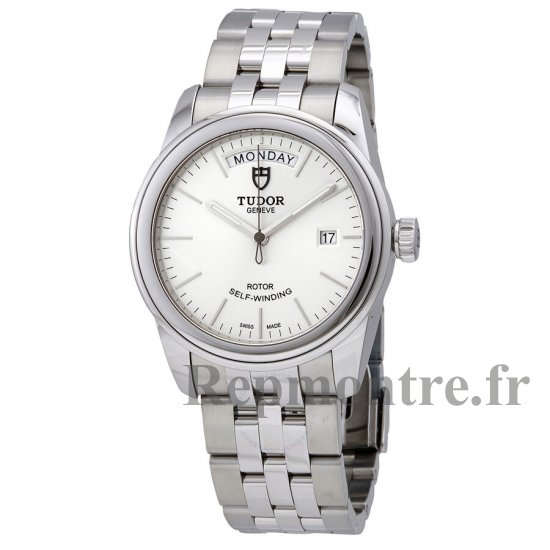 Réplique Tudor Glamour Day Date Acier Inoxydable / Argent Jacquard / Bracelet m56000-0005 - Cliquez sur l'image pour la fermer