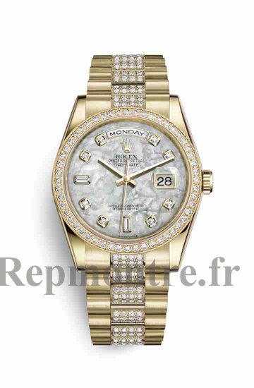 Réplique montre Rolex Day-Date 36 jaune 18 ct 118348 Blanc serti de nacre Cadran m118348-0061 - Cliquez sur l'image pour la fermer