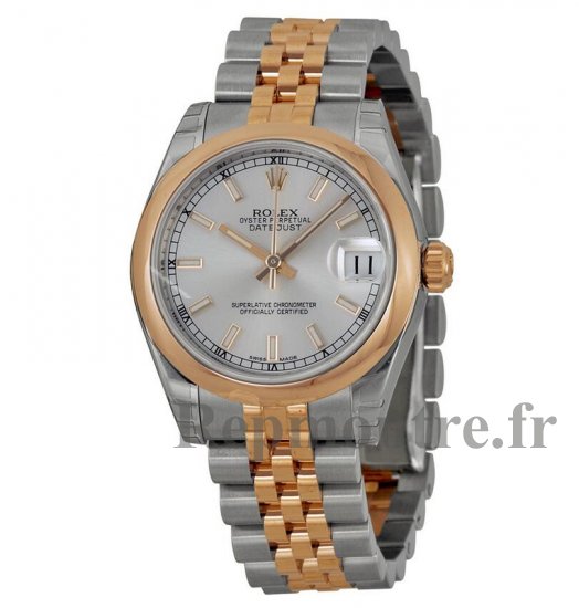 Réplique Rolex Datejust Dame 31 Argent Cadran Inoxydable Acier 18kt Rose Or 178241SSJ - Cliquez sur l'image pour la fermer