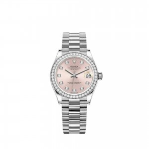 Réplique Rolex Datejust 31 Bracelet President en or blanc avec cadran rose m278289rbr-0022