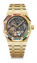 Replique Audemars Piguet Royal Oak 41 Double Balance Wheel Openworked Frosted Yellow Gold Rainbow 15412BA.YG.1224BA.01