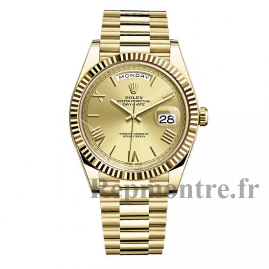 Rolex Day-Date 40 Automatique Champagne Dial 18kt Yellow Réplique - Cliquez sur l'image pour la fermer