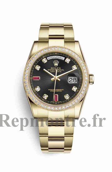 Réplique montre Rolex Day-Date 36 jaune 18 ct 118348 noirs sertie de rubis Cadran m118348-0209 - Cliquez sur l'image pour la fermer