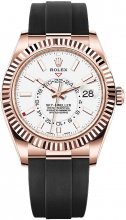 Réplique Rolex Sky-Dweller 18 ct or Everose cadran blanc intense bracelet Oysterflex m326235-0004