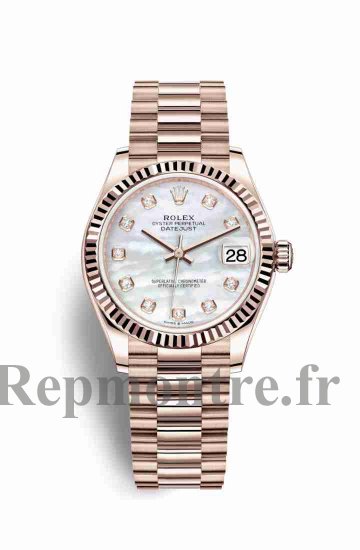 Réplique montre de Rolex Datejust 31 18 ct Everose 278275 Blanc nacre sertie de Cadran - Cliquez sur l'image pour la fermer