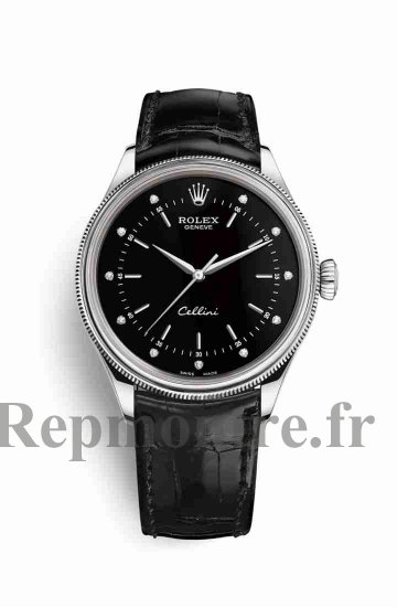 Replque-Imiter-Kobe de Rolex Cellini Time blanc 50509 noirs Cadran - Cliquez sur l'image pour la fermer