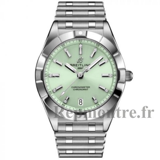 Replique Montre Breitling Chronomat 32mm Verte Dial Acier inoxydable Diamants Dames A77310101L1A1 - Cliquez sur l'image pour la fermer