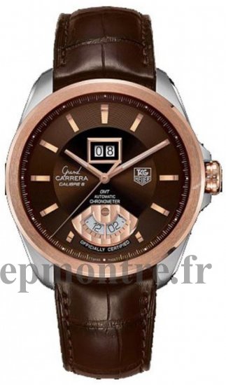 TAG Heuer Grand Carrera Grande Date Acier et Or rose Réplique Montre WAV5153.FC6231 - Cliquez sur l'image pour la fermer