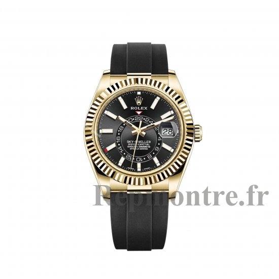 Réplique montre Rolex Sky-Dweller Bracelet Oysterflex en or jaune 18 ct avec cadran noir brillant - Cliquez sur l'image pour la fermer