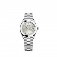 Réplique montre Rolex Lady-Datejust Bracelet President en argent platine serti de diamants m279166-0001