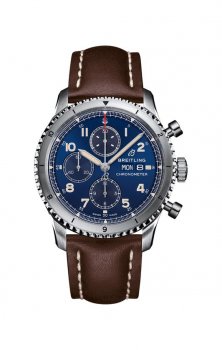 Replique Breitling Aviator 8 Chronograph 43 Cadran bleu Brown Leather Strap Men's A13316101C1X4