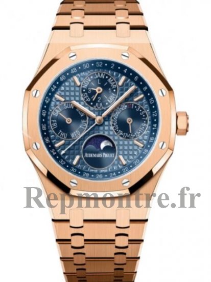 Replique Montre Audemars Piguet Royal Oak Quantieme Perpetuel Ou Rose 41mm Bleue 26574OR.OO.1220OR.03 - Cliquez sur l'image pour la fermer