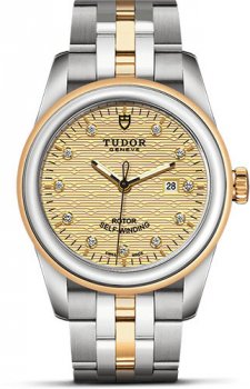 Réplique Tudor Glamour Date 31 Acier Inoxydable / Or Jaune / Diamant Noir / Bracelet M53003-0004