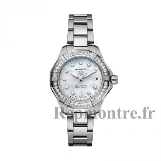 TAG Heuer Aquaracer Professional 200 Solargraph 34mm Dames Replique montre Nacre Diamants WBP1314.BA0005 - Cliquez sur l'image pour la fermer